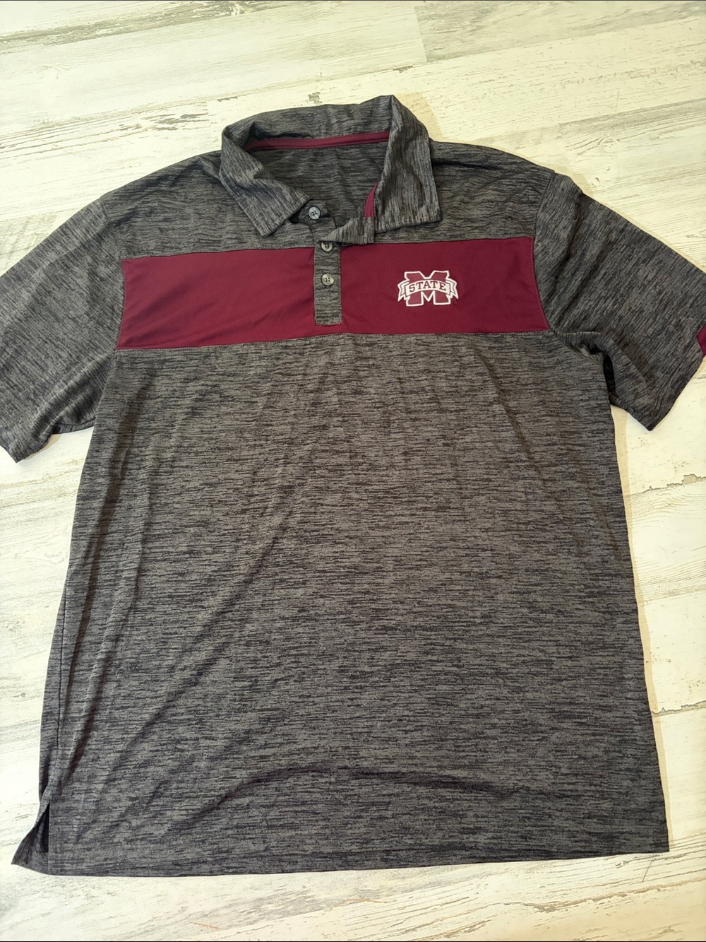 Gray & Maroon Men's Polo Shirt Mississippi State University